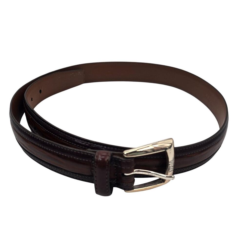 Brighton Belt Mens 36 Brown Leather Dress Handcrafted USA Silver Buckle
